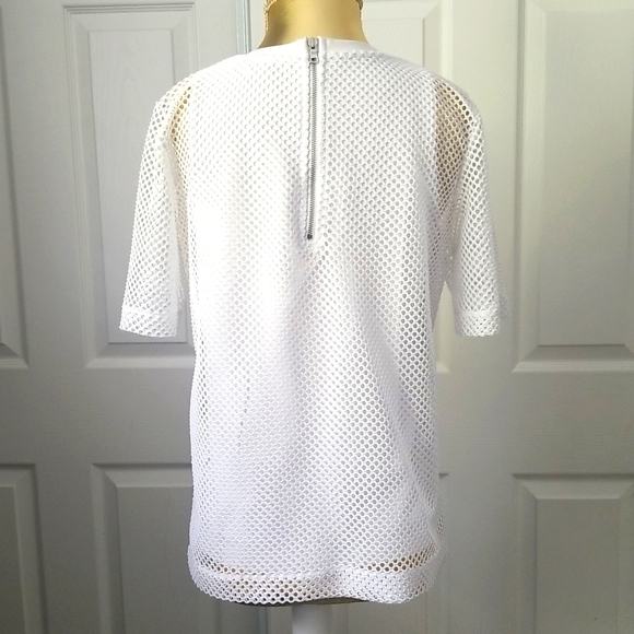 Banana Republic White Net Style Overlay Short Sleeve Top - Picture 10 of 15